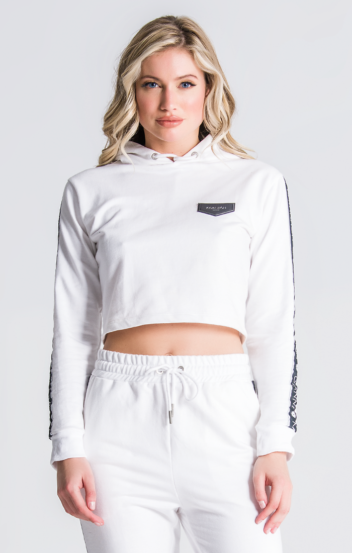 white cropped hoodie women's