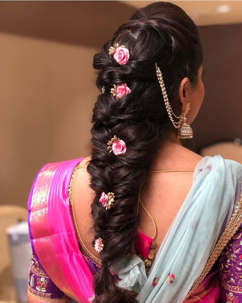 50+ Stunning Indian Hairstyles for Reception | Braided hairstyles for  wedding, Hair style on saree, Bridal hair buns