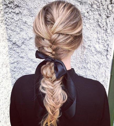 Fishtail braid with a ponytail 
