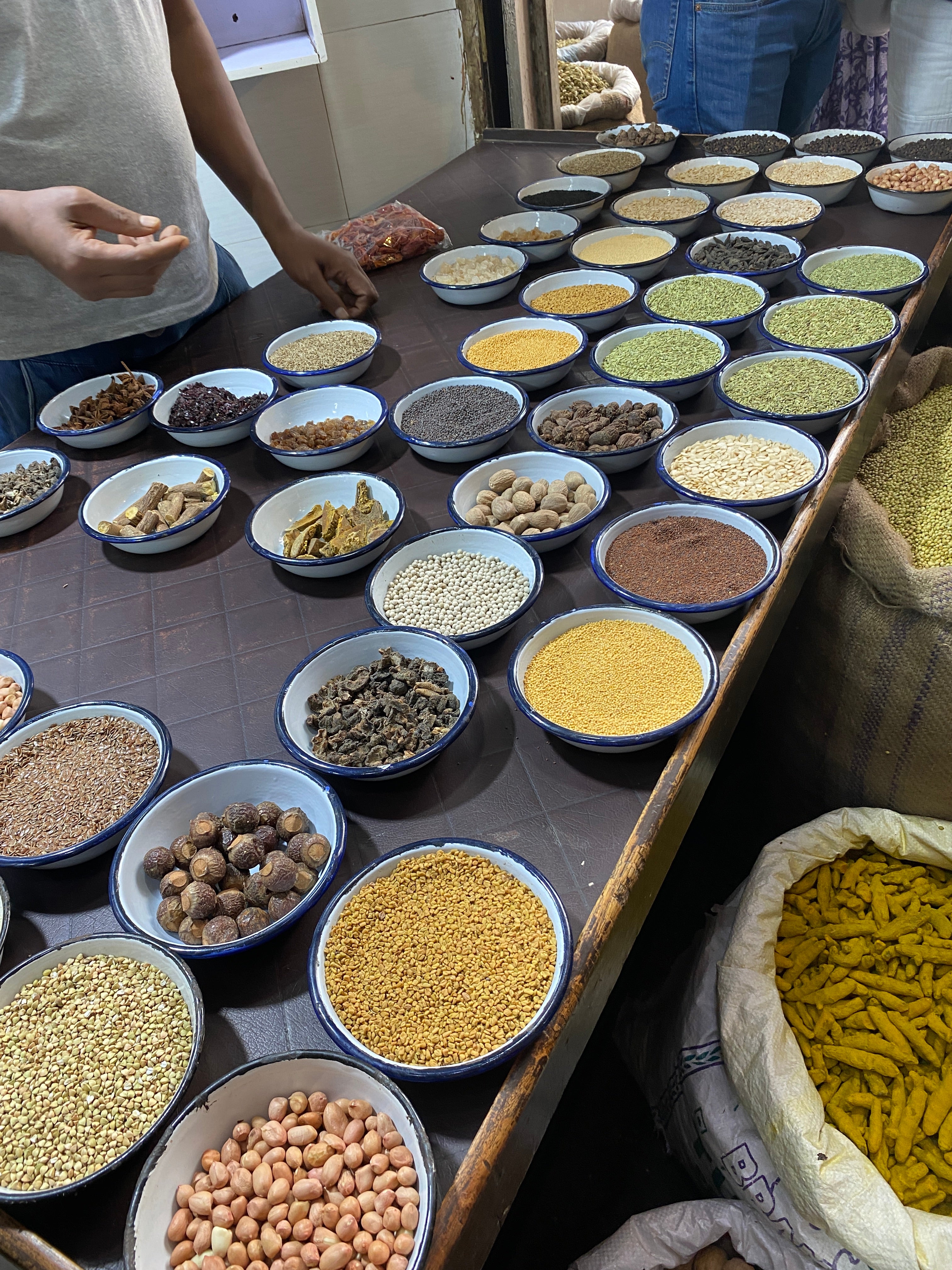 A selection of spices at the spice market in Old Delhi