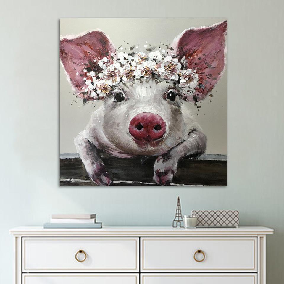 Cute Baby Pig Wall Art For Nursery