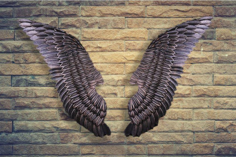 Metal Angel Wings Wall Sculpture, Gold or Black