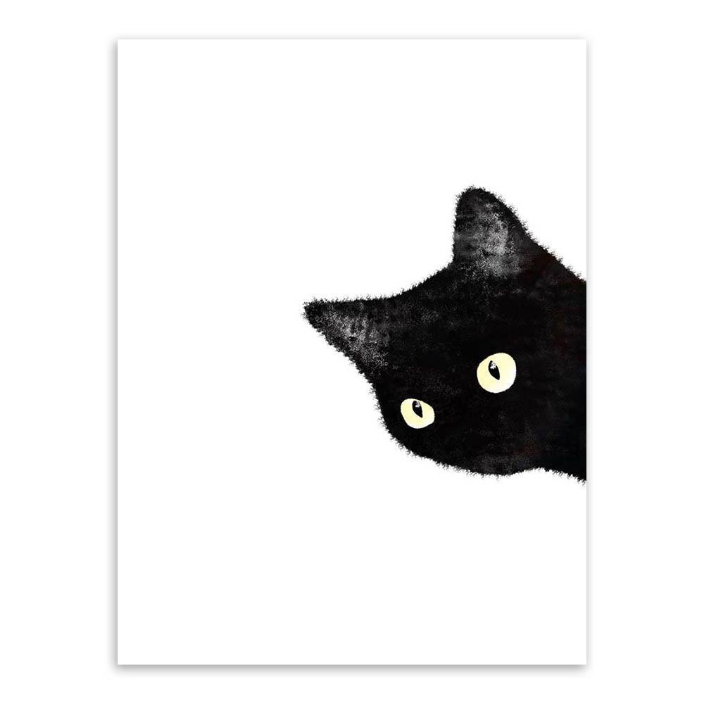 Modern Black  Cat  Artwork Set