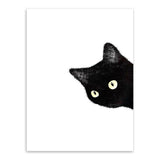 Minimalist Kawaii Black Cats Head Canvas Set