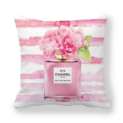 Chanel Perfume Throw Pillow