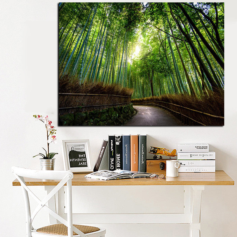 Large Size Green Forest Tall Trees Canvas Print