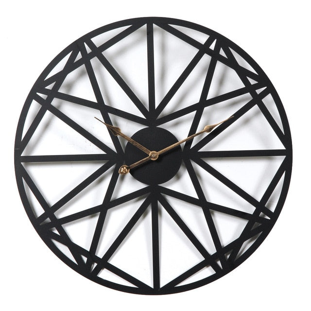 Minimalist Geometric Black Iron 20 inch Wall Clock