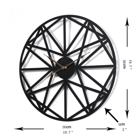 Minimalist Geometric Black Iron 20 inch Wall Clock