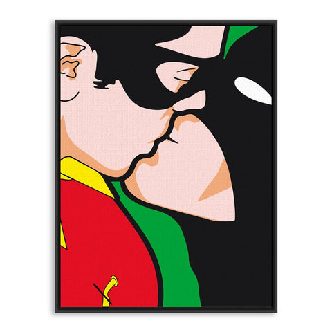 Superhero Batman Kiss Pop Art Canvas