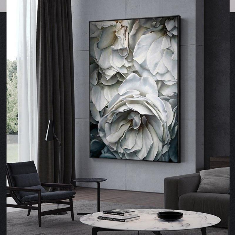 White Roses Black and White Canvas Print Oil Painting