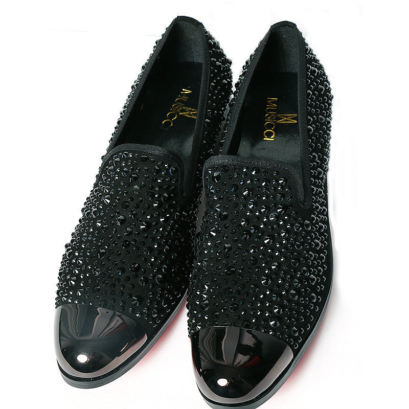 black dress shoes with rhinestones