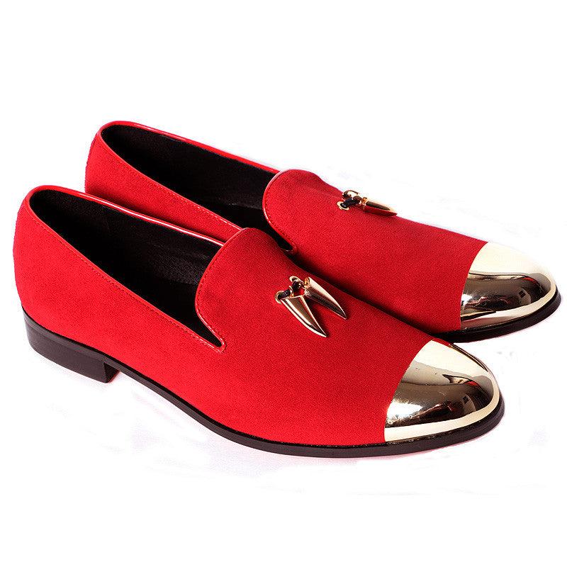 red and gold dress shoes