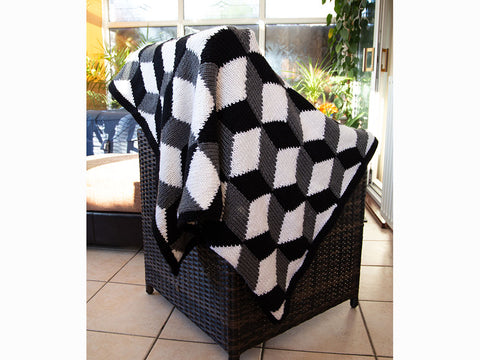 Tumbling Blocks Blanket Knitting Kit and Pattern