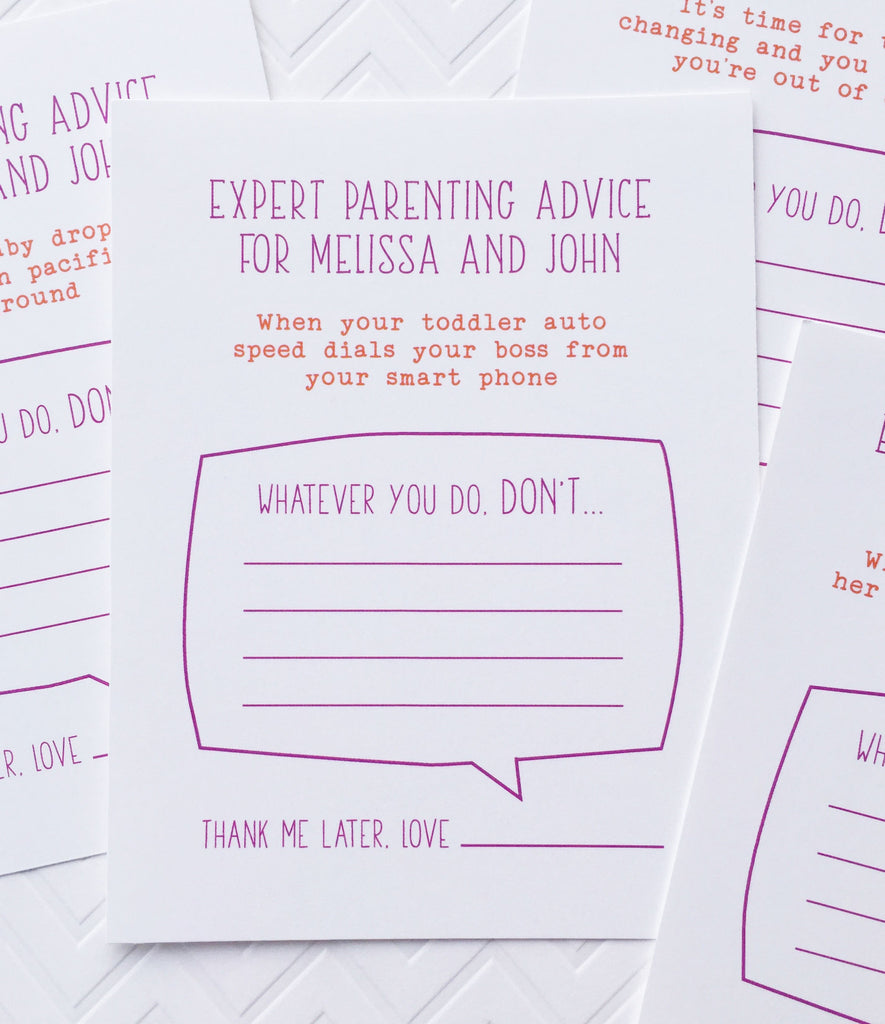 Advice Cards for New Parents | Baby Shower Ideas - Invited Too
