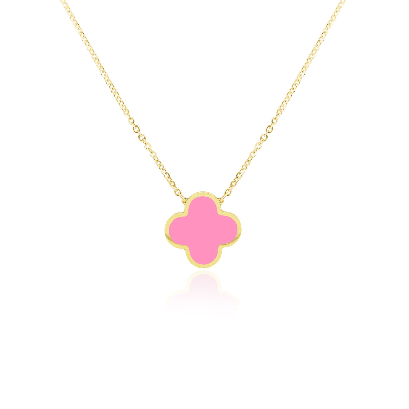 Image of Extra Large Bubblegum Pink Single Clover Necklace