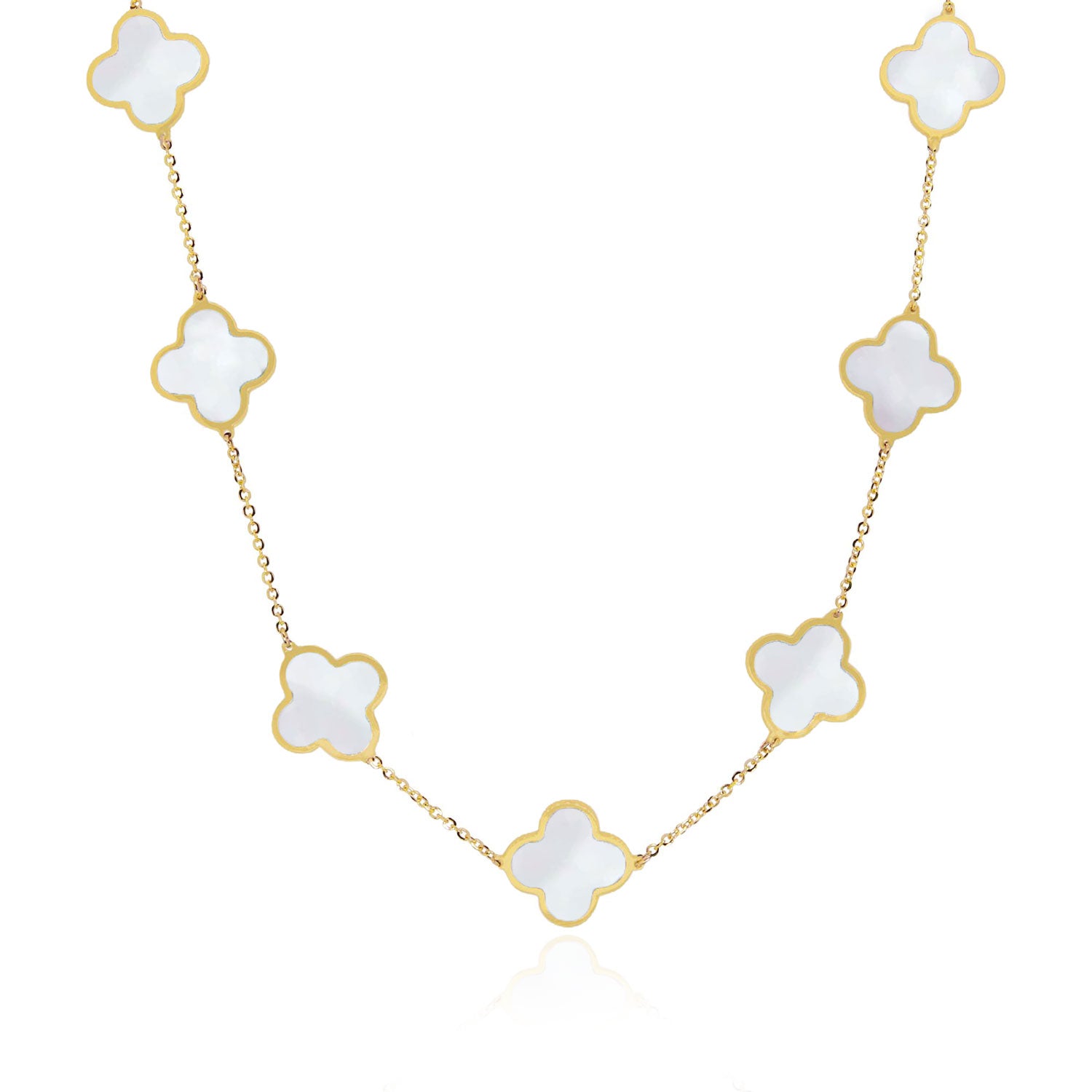 Large Mother of Pearl Clover Necklace - The Lovery product image