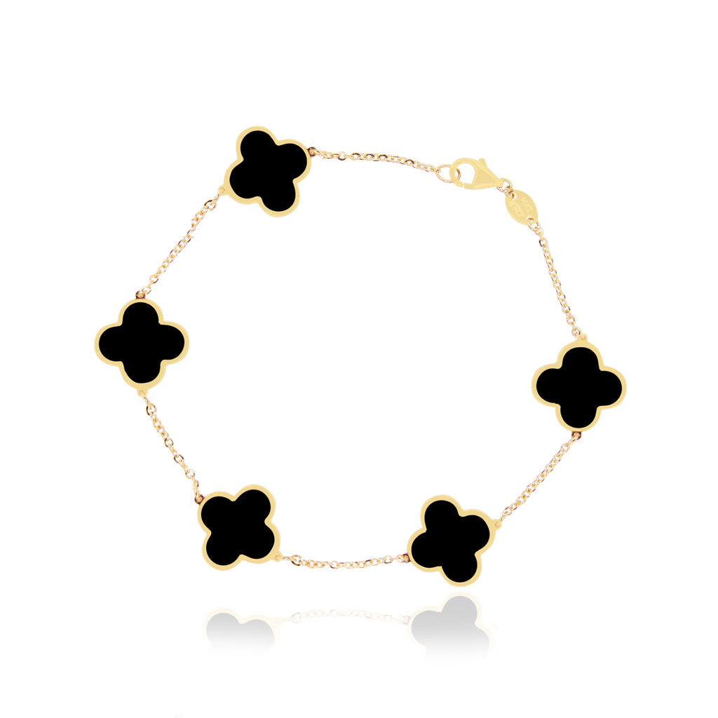 The Lovery Large Onyx Clover Bracelet