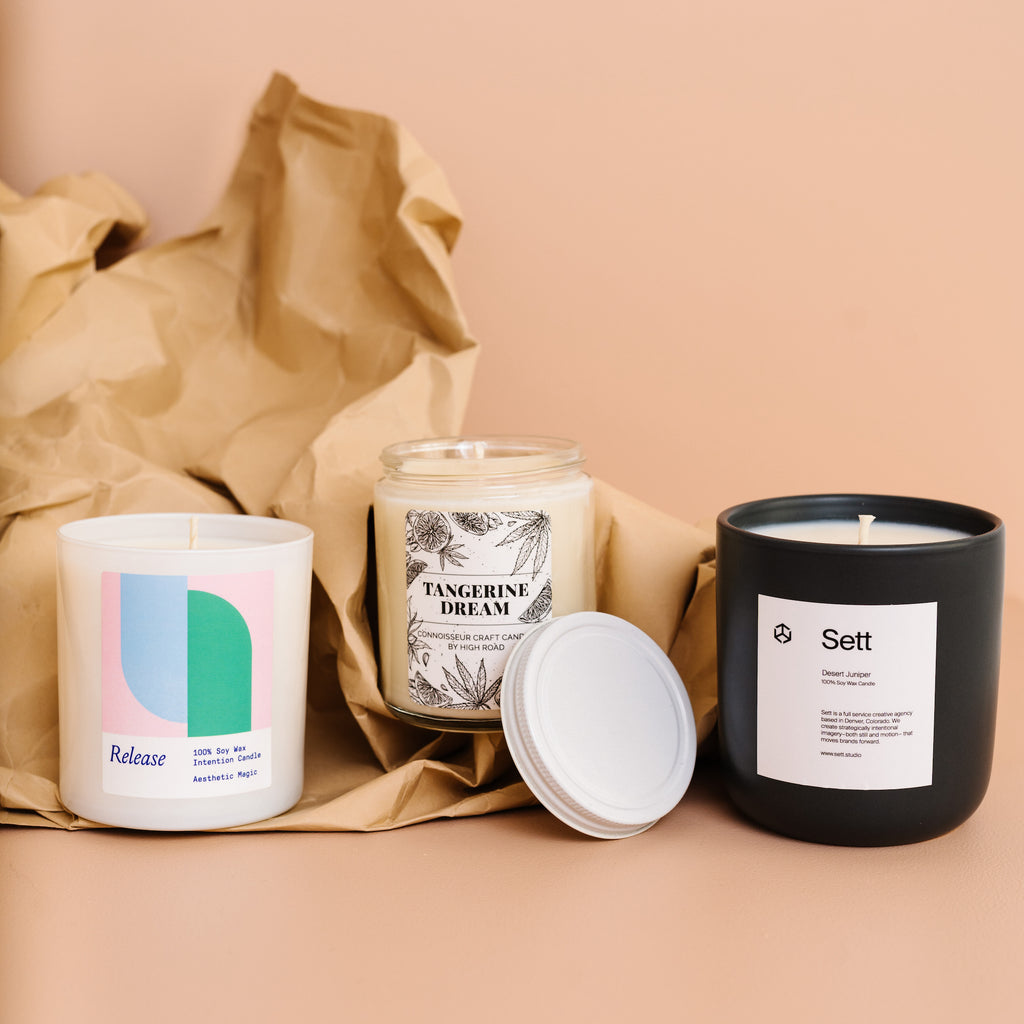 Add a branded candle for your next product launch. Create a private label that represents your brand with Standard Wax Studio. 