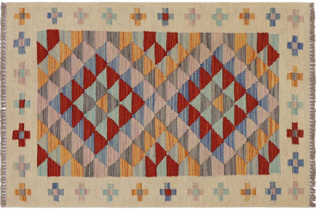 Southwestern Turkish Kilim Akira Hand-Woven Wool Rug - 2'0'' x 3'2''