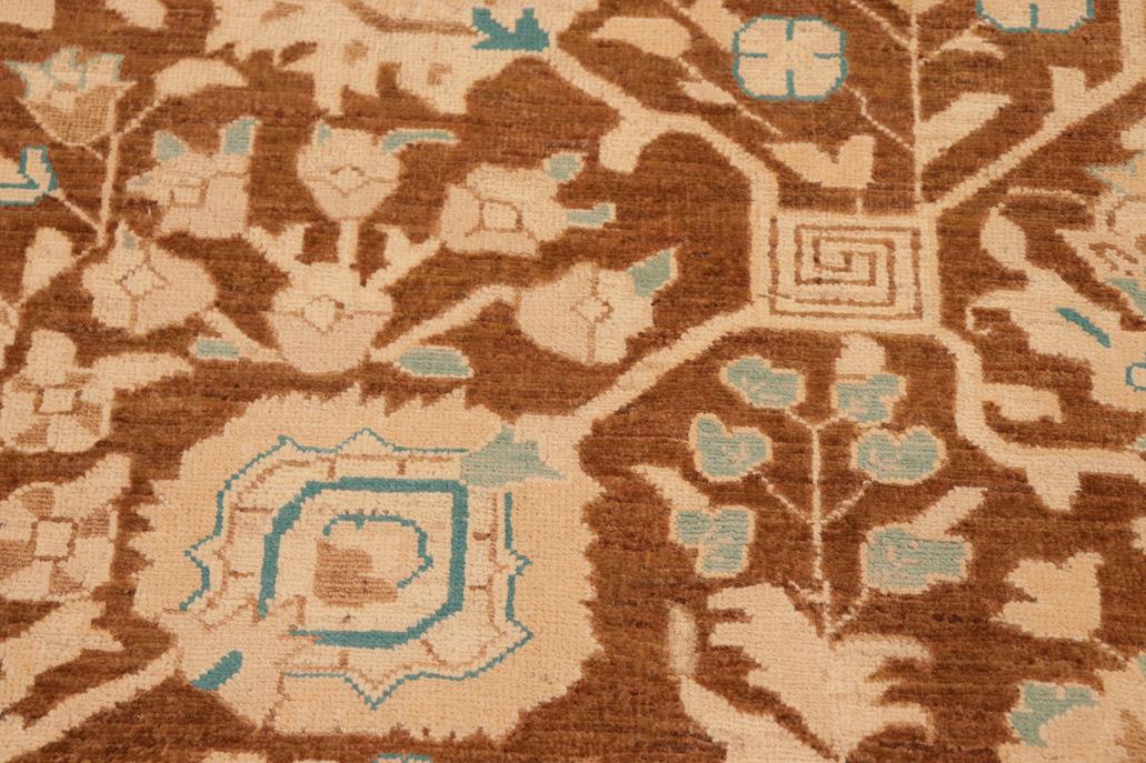 handmade Transitional Kafkaz Brown Tan Hand Knotted RECTANGLE 100% WOOL area rug 8x10