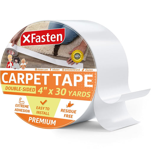 XFasten Double Sided Carpet Tape - Heavy Duty 2” x 40 yd, 1” Core Carpet  Tape for
