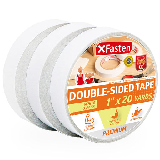 XFasten Double Sided Tape, White, Removable and Residue-Free, 2-Inch x 30  Yards, Surface Safe Review 