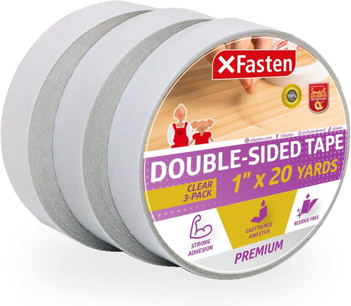  XFasten Double Sided Tape, Removable, 1.5-Inch by 15-Yards,  Single Roll, Double Sided Adhesive Tape for Arts and Crafts, Woodworking,  and Holding Down Carpets - Residue-Free : Office Products