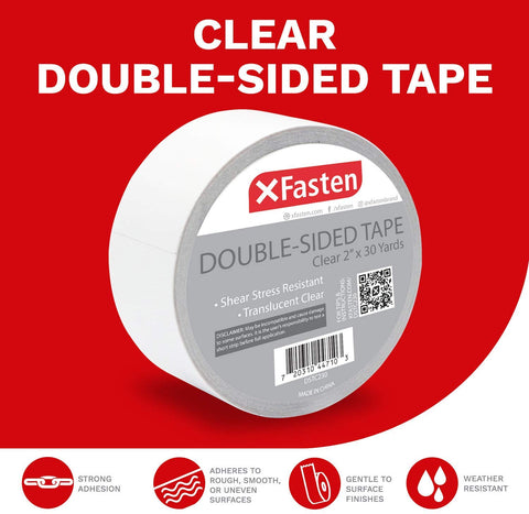 XFasten Double Sided Carpet Tape for Hardwood Floors 2-Inch x 30 Yards Carpet  Tape Double