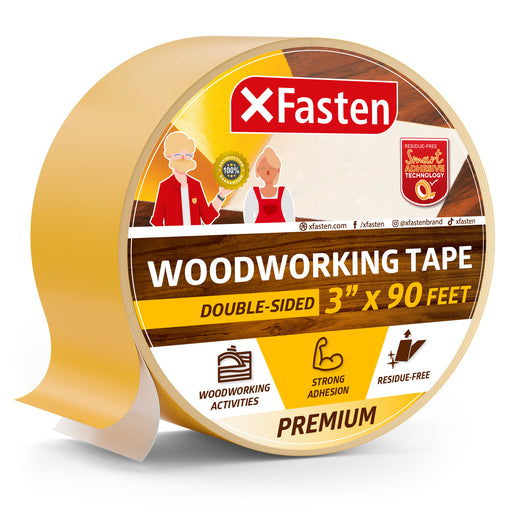 LLPT Double Sided Woodworking Tape 2 Pack 1 inch x 36 Yards Each Roll Double Face Turner Tape for CNC and Wood Template Removable Residue Free 402-006