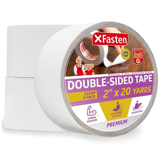 XFasten Double Sided Woodworking Tape, 1-Inch by 36-Yards, 3-Pack - Double Face Woodworker Turner's Tape for Wood Template, Removable & Residue Free