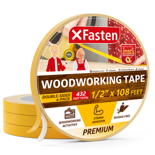 XFasten Double Sided Woodworking Tape 1-Inch by 36-Yards 3-Pack - Double  Face