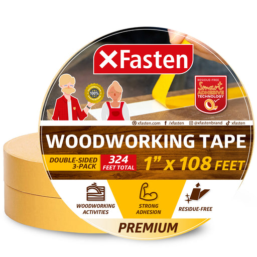 XFasten Double Sided Sticky Tape, Removable, 4-Inches x 20-Yards