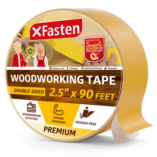 Xfasten Double Sided Tape Clear, Removable, 1-inch By 20-yards