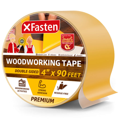 XFasten Double Sided Woodworking Tape w/Yellow Backing 2.5 x 30 yds