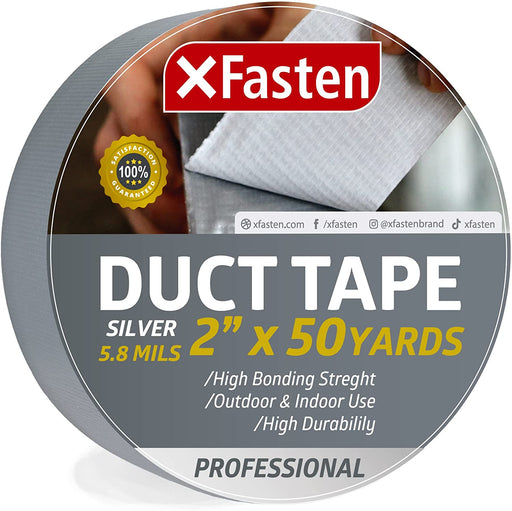 XFasten White Duct Tape Heavy Duty Waterproof 2 Inch x 50 Yards (5-Pack,  750ft Total) 11 mils Super Strong HVAC Duct Tape White Color for Indoor,  Automobile, Repair, Patching and Outdoor Use