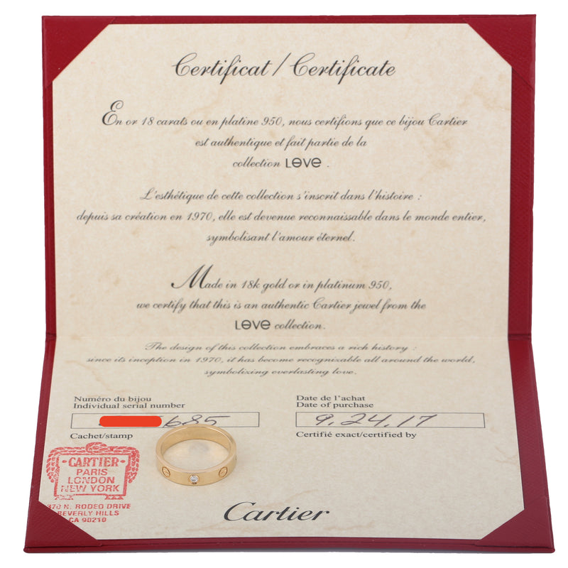 certificate cartier