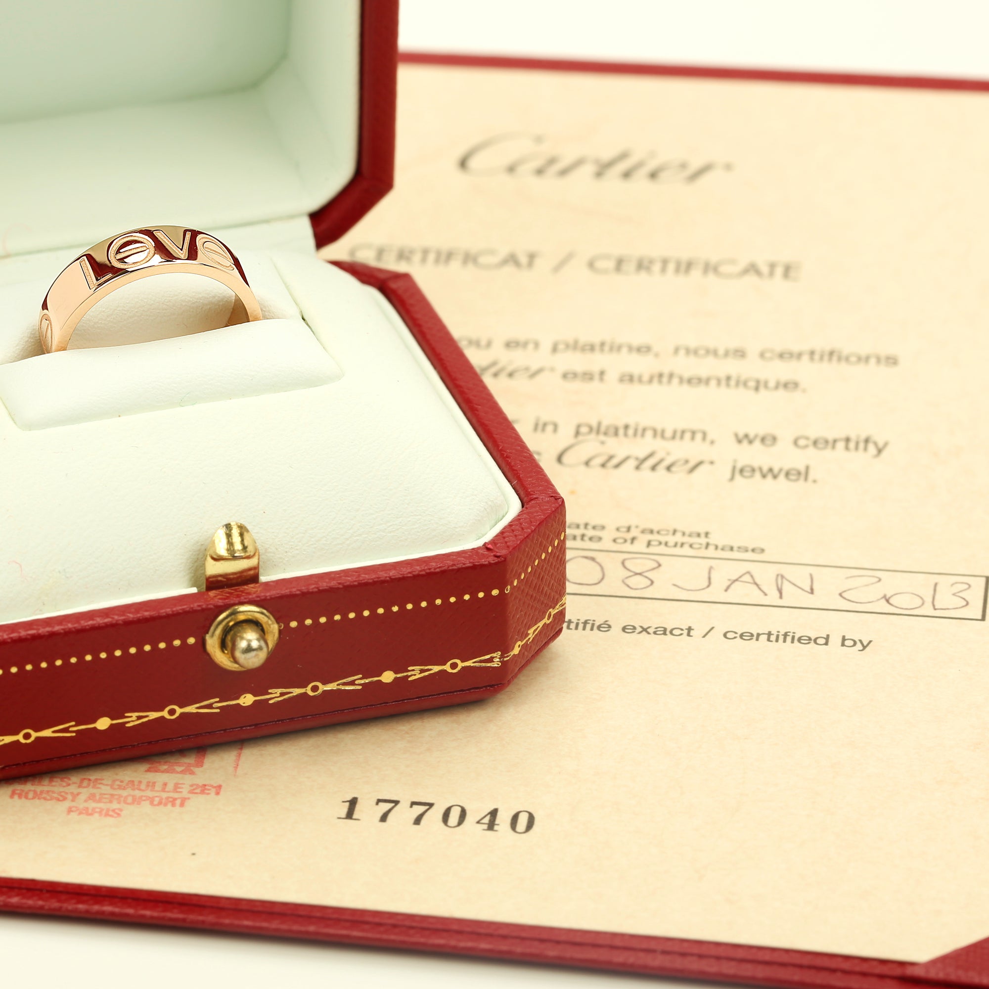 cartier ring certificate