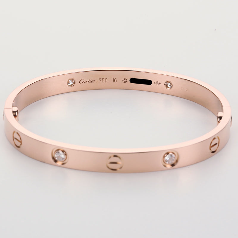 cartier love bracelet rose gold 4 diamonds price