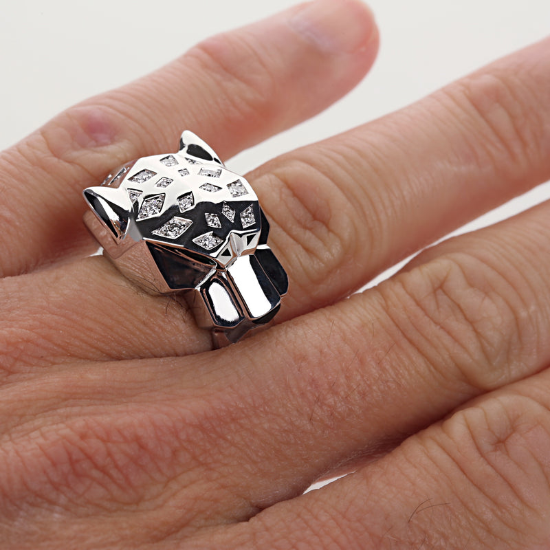 cartier white gold panther ring