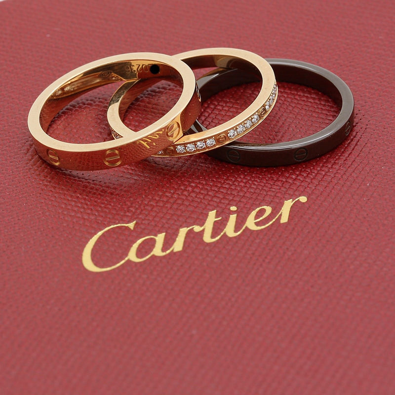 cartier 3 band ring with diamonds