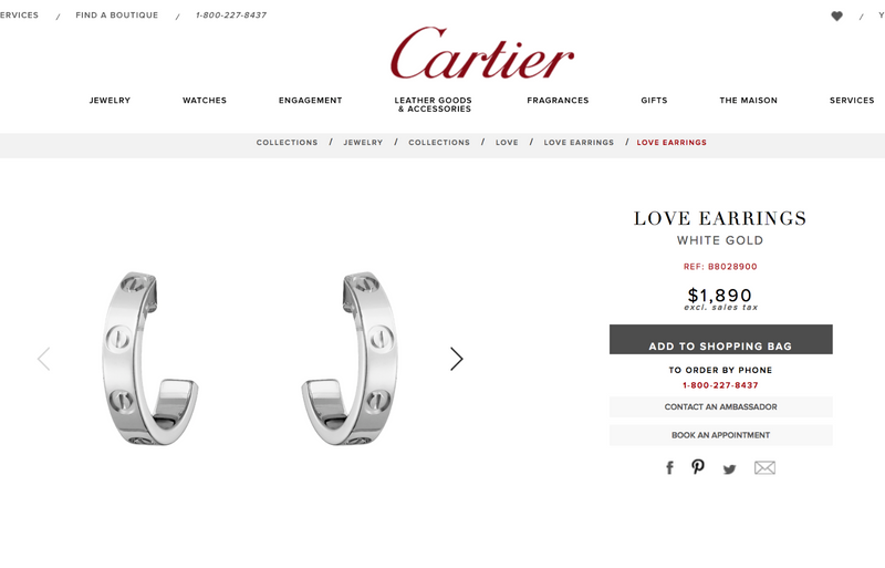 size of cartier love ring