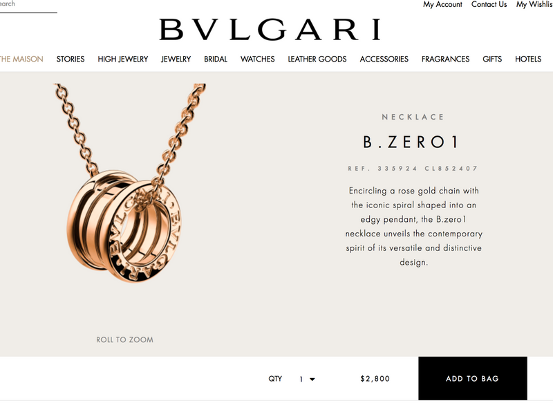 bulgari bzero pendant