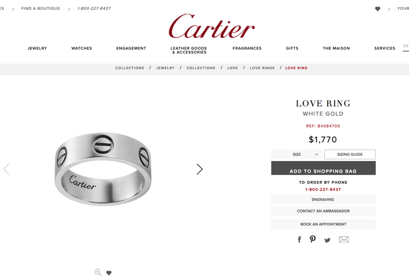 cartier ring size us