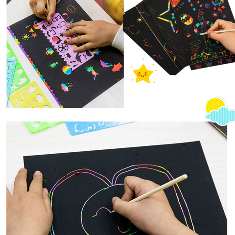 scratch rainbow art paper set sketch