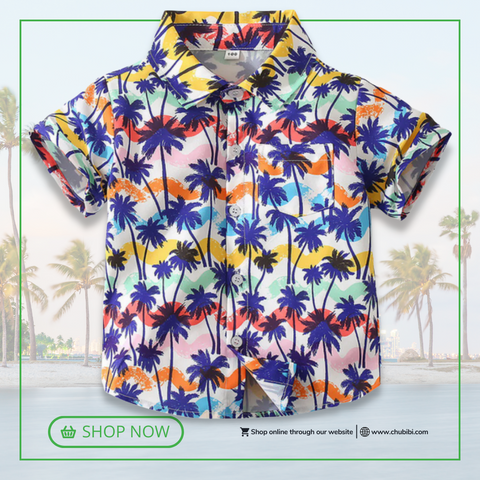Waves and Coconut Tree Pattern Print Summer Baby Boy Shirt Chubibi Weekly Features
