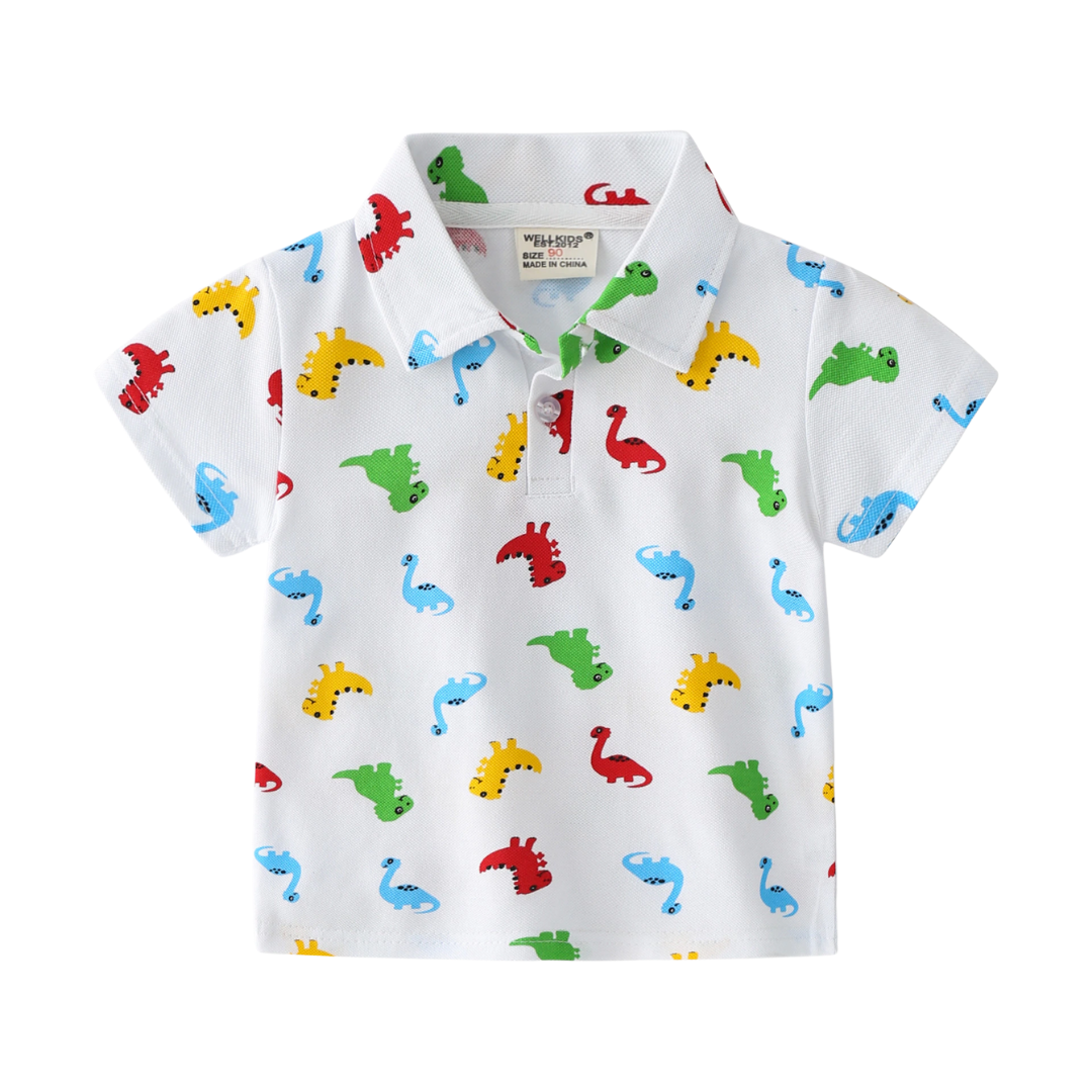 Dinosaur Print Polo Shirt - Chubibi