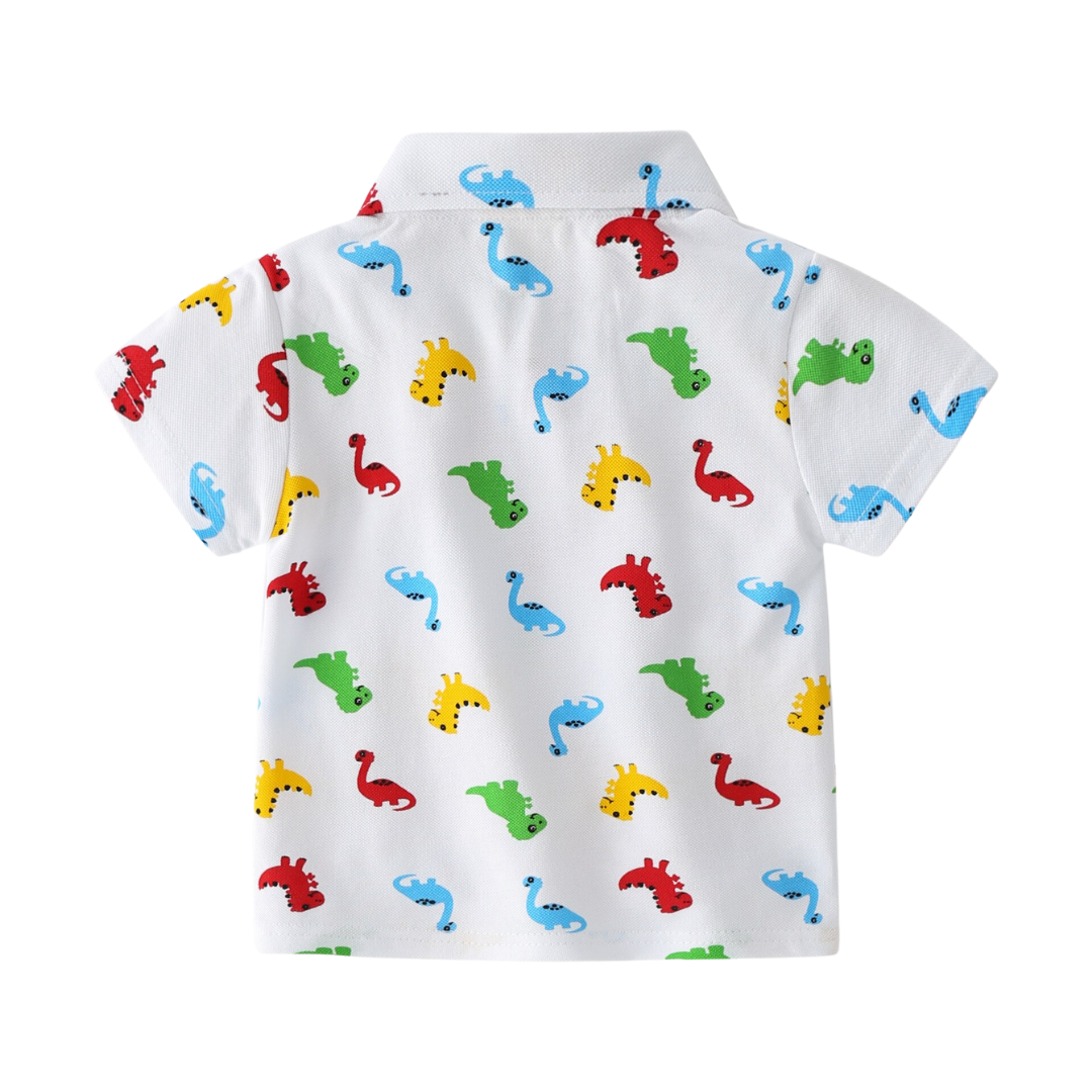 Dinosaur Print Polo Shirt - Chubibi