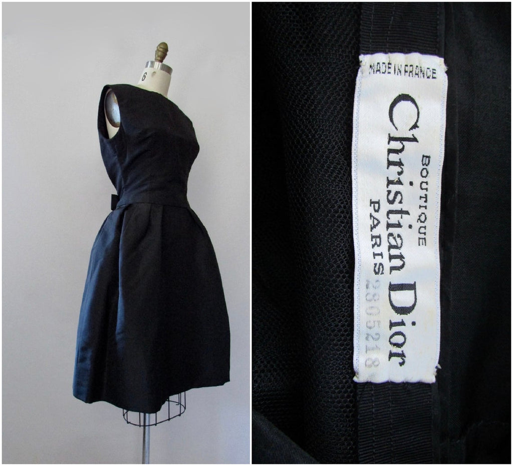 Christian Dior BlackIvory Dress wBeaded HeartDetachable Collar F 36US 4   eBay