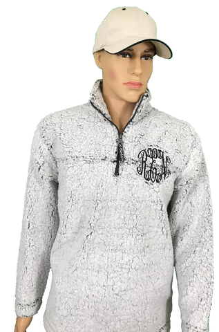 custom embroidered sherpa pullover