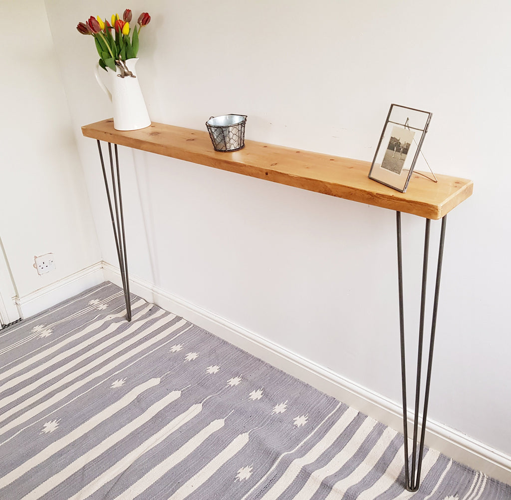 Narrow Rustic Console Table With Hairpin Legs Slimline Hall Table Narrow Hallway Table 40 X 20 Legs 71